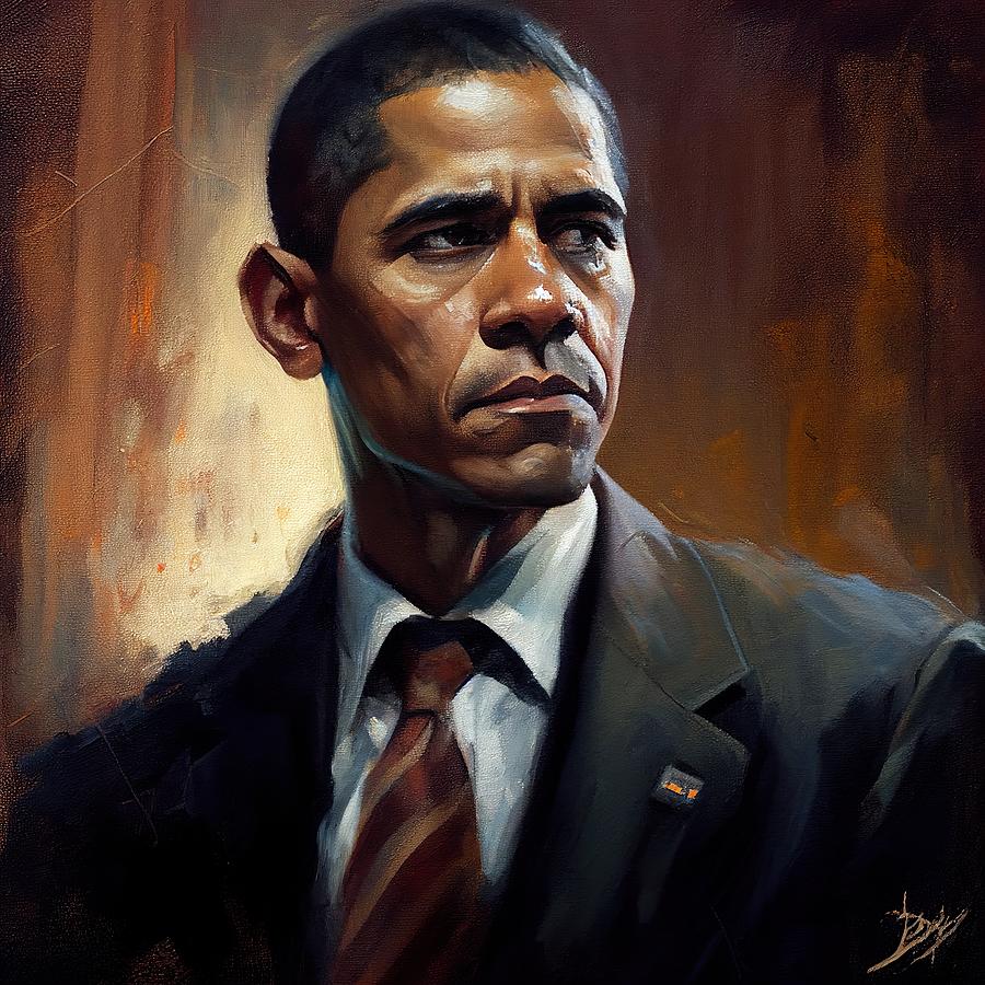Portrait Painting - Barack Obama No.3 by My Head Cinema