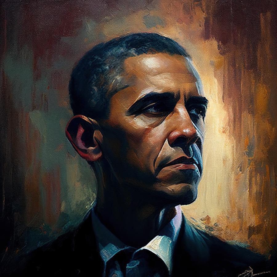 Portrait Painting - Barack Obama No.4 by My Head Cinema