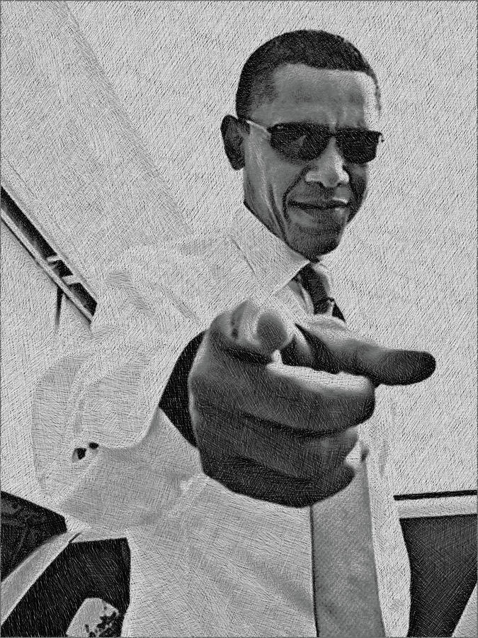 Barack Obama Pointing Painting by Tony Rubino