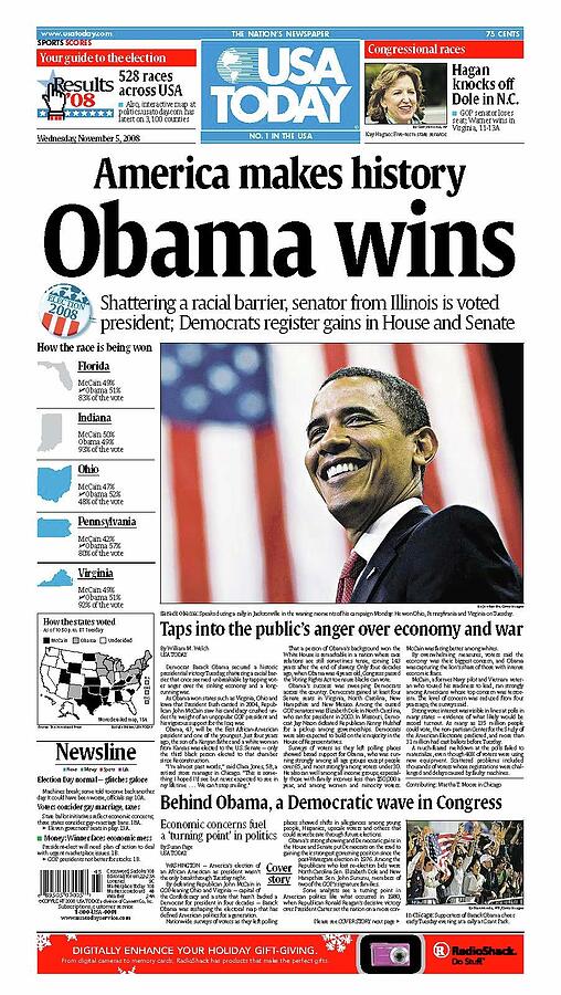 Barack Obama Wins 2008 Commemorative USA Today Commemorative Cover Digital Art by USA Today Barack Obama Wins 2008 Commemorative USA Today Commemorative Cover Digital Art by USA Today