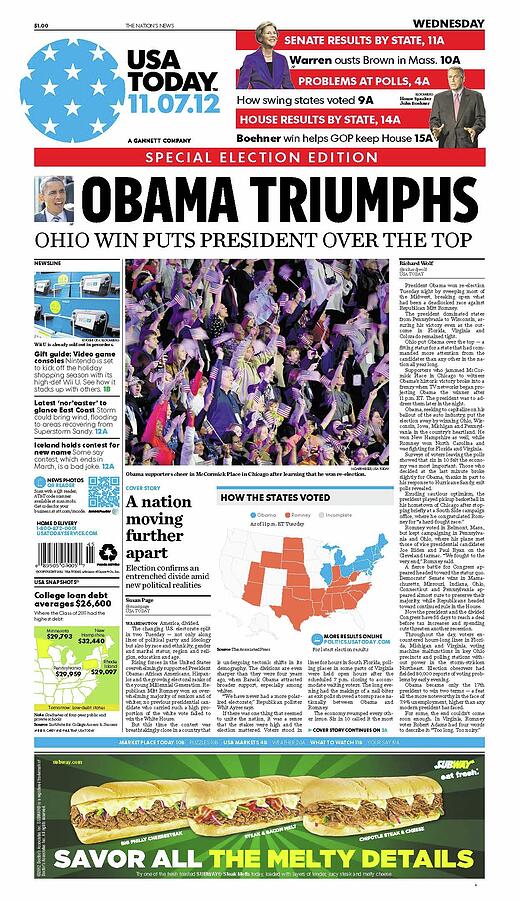 Barack Obama Wins 2012 Commemorative USA Today Commemorative Cover Digital Art by USA Today Barack Obama Wins 2012 Commemorative USA Today Commemorative Cover Digital Art by USA Today