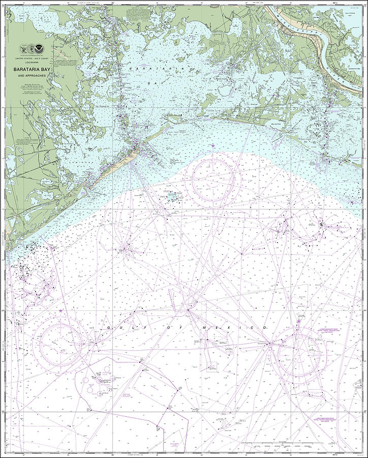 Barataria Bay and Approaches Nautical Chart 11358 No Borders Digital ...