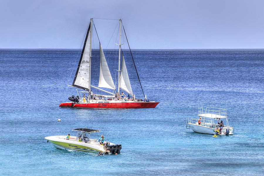 Barbados Blue Sea Catamaran Photograph by David Pyatt