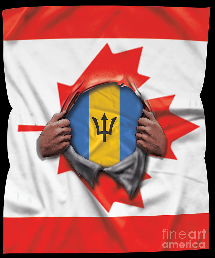 Barbados Flag Canadian Flag Ripped Digital Art By Jose O