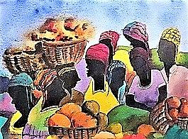Barbados Market Painting by Val Byrne
