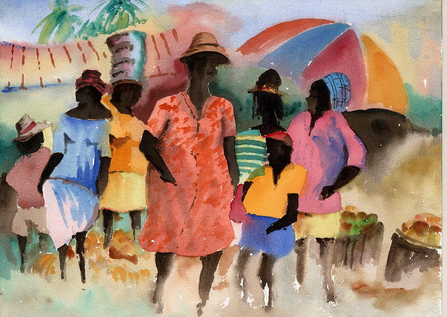 BarbadosWI Market Painting by Val Byrne