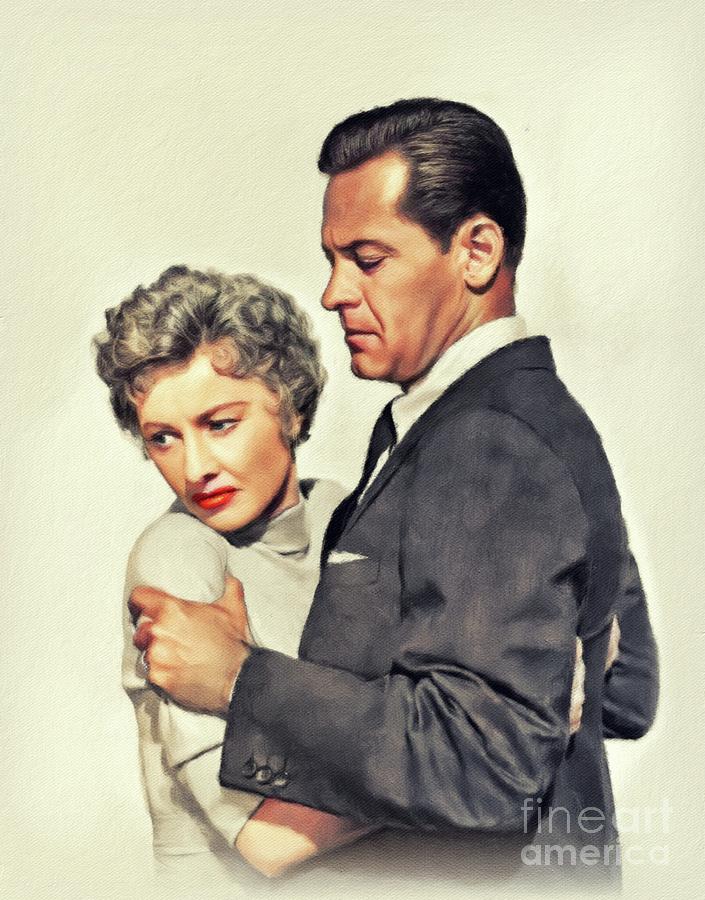 Barbara Stanwyck and William Holden, Hollywood Legends Painting by Esoterica Art Agency