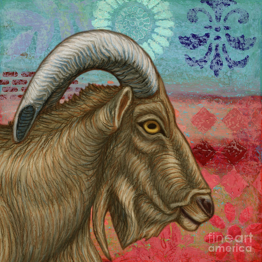 Barbary Ram Dreamscape Painting by Amy E Fraser
