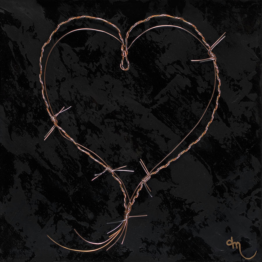 Barbed Heart-Gold on Black Painting by Tamara Nelson