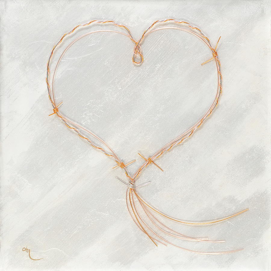 Barbed Heart-Gold Pink Painting by Tamara Nelson
