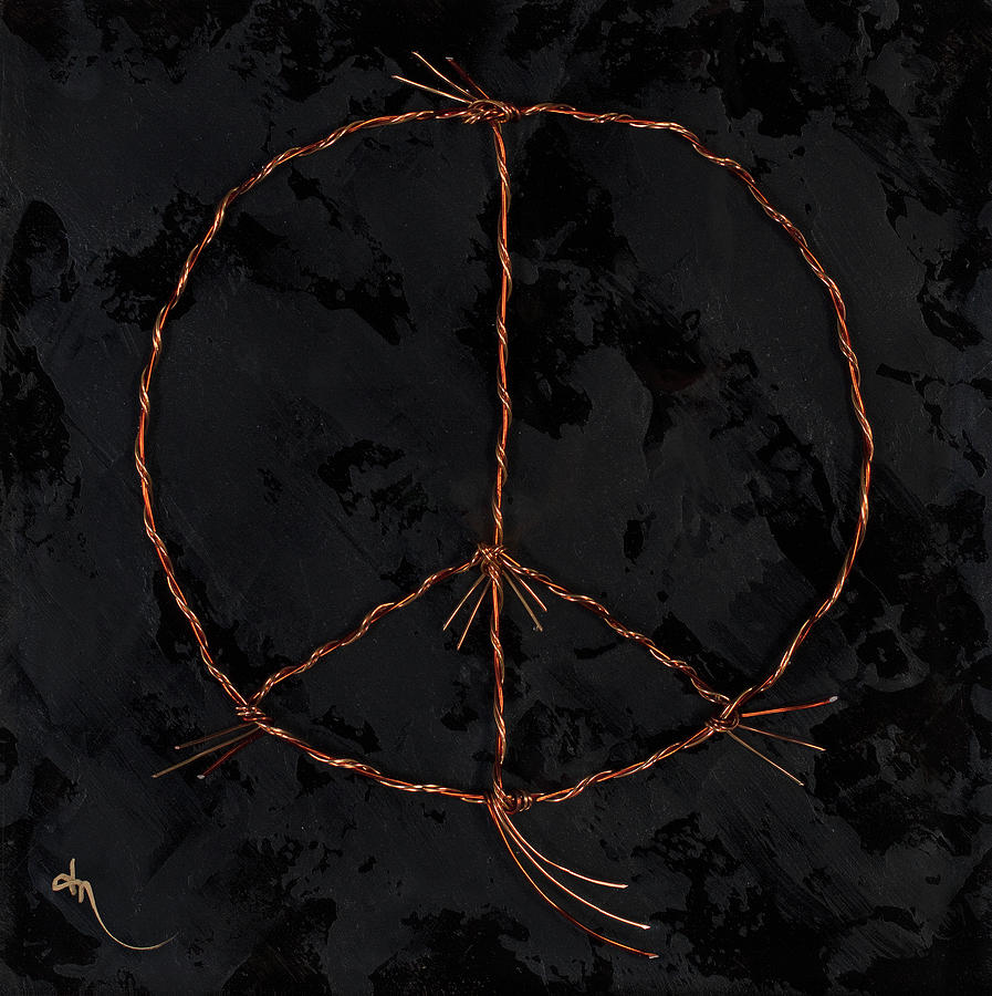 Barbed Peace-Bronze on Black Painting by Tamara Nelson