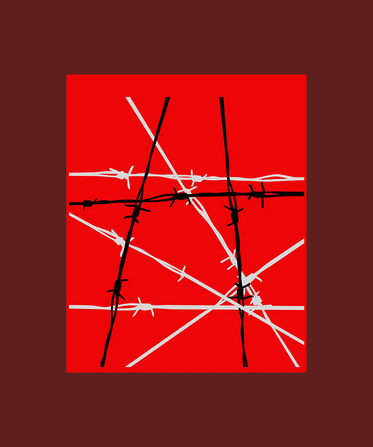 Barbed Wire Red Graphic girl Painting by Patel Clark | Pixels