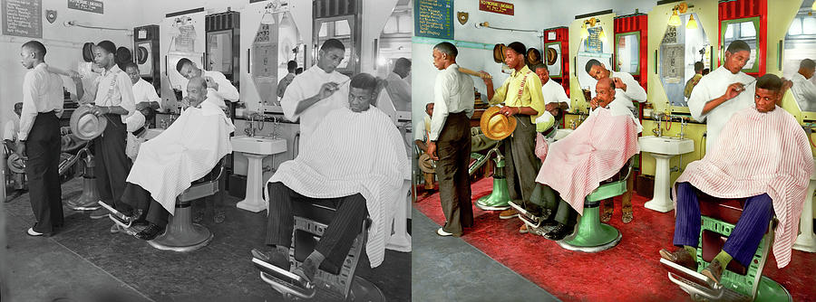 Barber - Shear perfection 1942 - Side by Side Photograph by Mike Savad