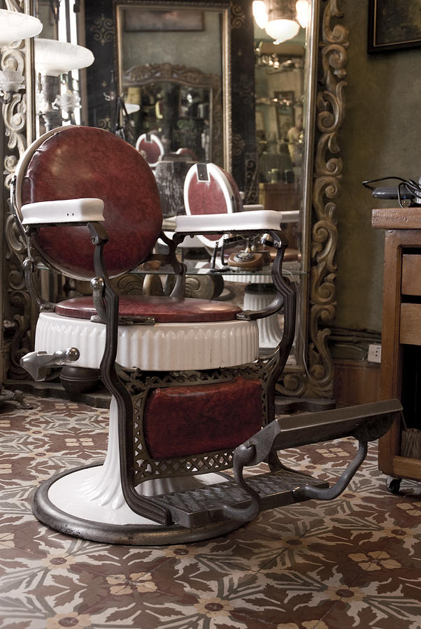 Barbershop with floral floor design Photograph by Edcorbo