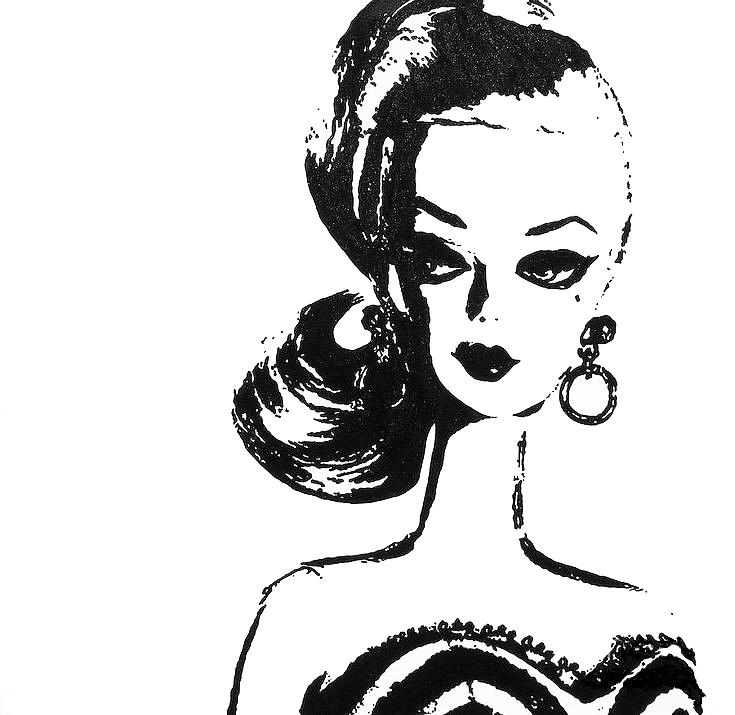 barbie sketches black and white