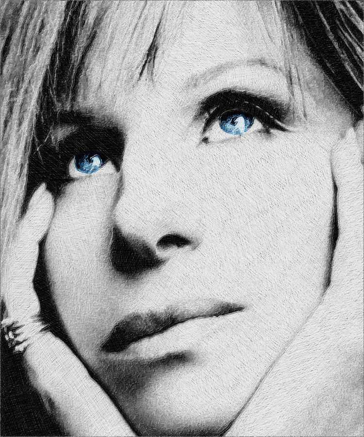 Barbra Streisand Blue Eyes Painting by Tony Rubino