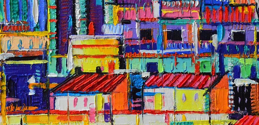 Barcelona Abstract Rooftops Painting by Ana Maria Edulescu