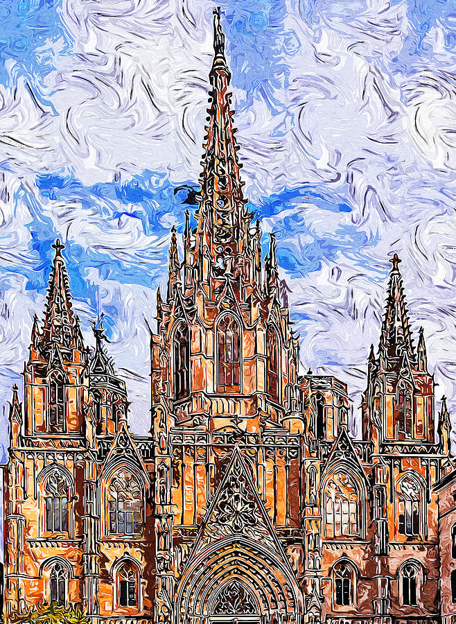 Barcelona, Cathedral of the Holy Cross and Saint Eulalia - 03 Painting by AM FineArtPrints