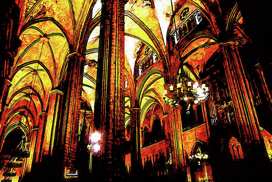 Barcelona, Cathedral of the Holy Cross and Saint Eulalia - 06 Painting by AM FineArtPrints