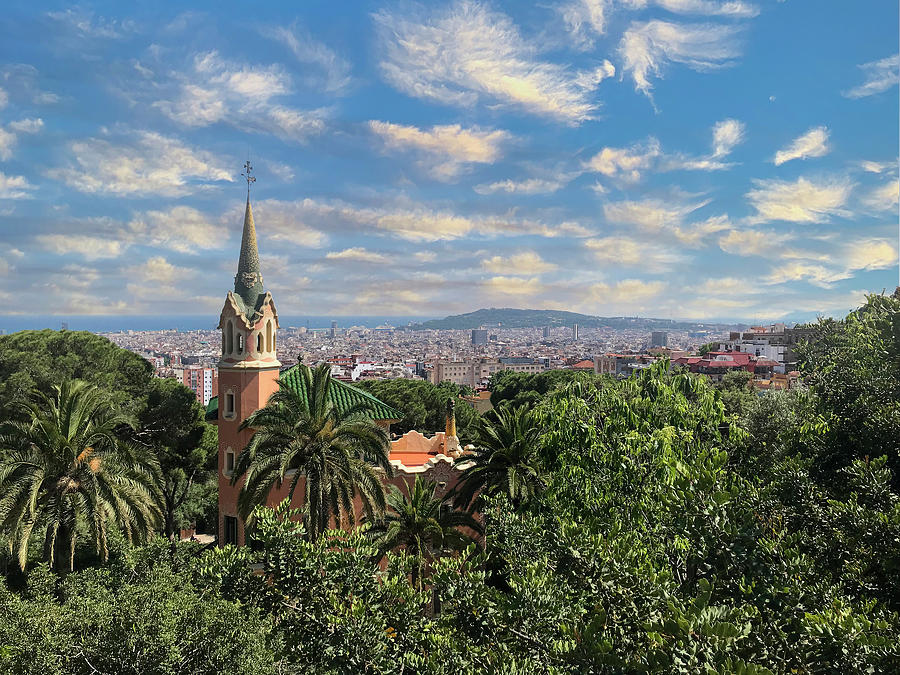 Barcelona Cityscape_View from Parc Guell 01 Photograph by Christine Ley