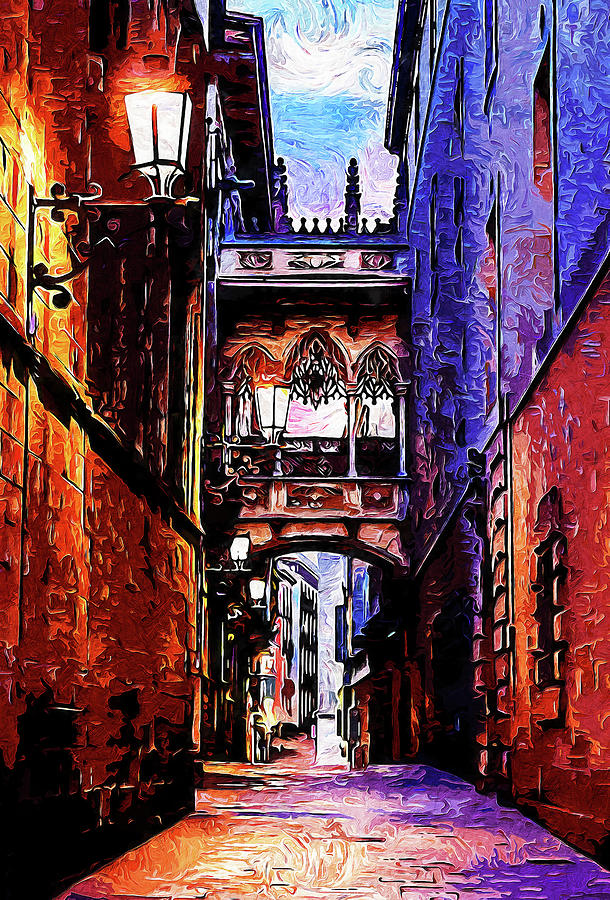 Barcelona, Gothic Quarter - 08 Painting by AM FineArtPrints