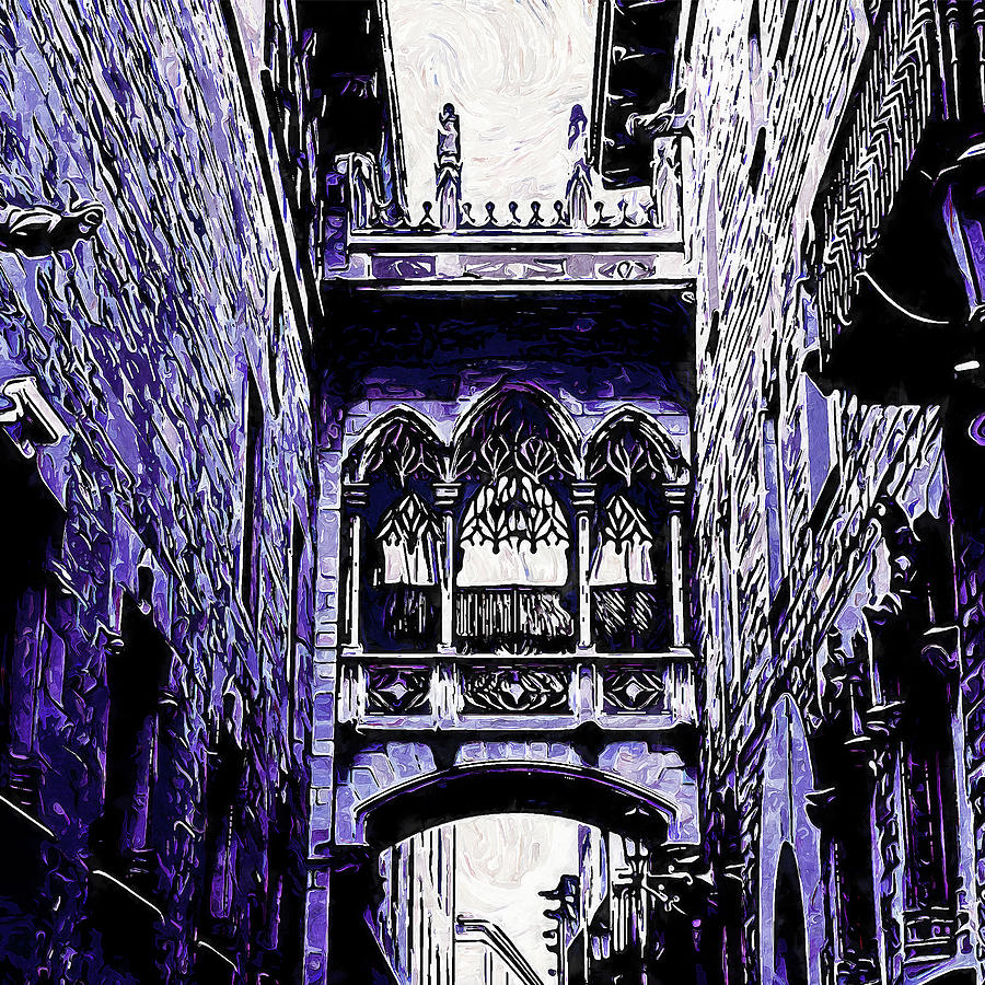 Barcelona, Gothic Quarter - 11 Painting by AM FineArtPrints