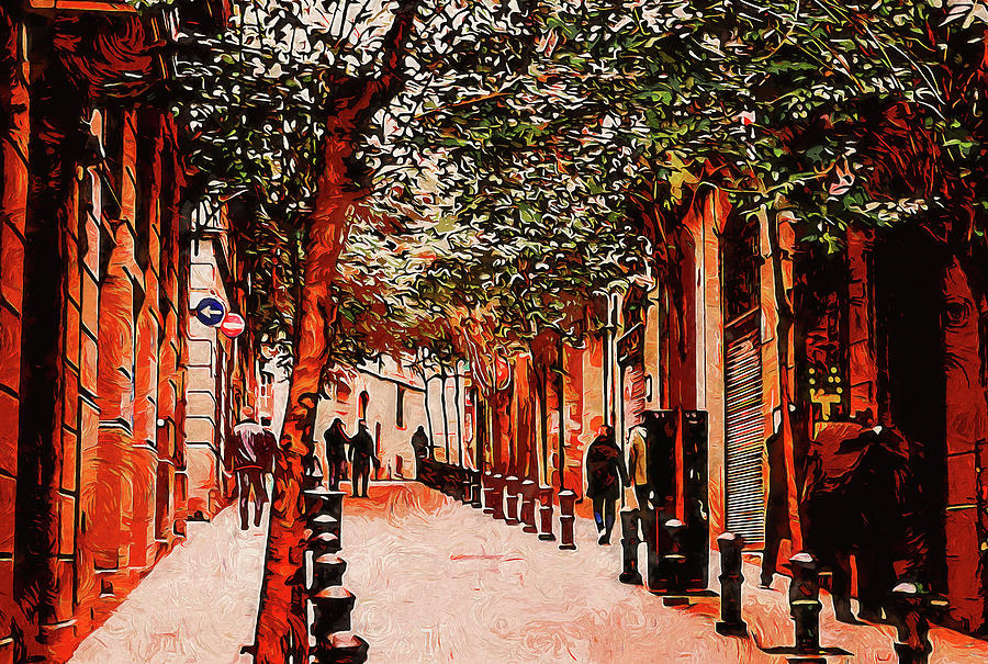 Barcelona, Gothic Quarter - 13 Painting by AM FineArtPrints