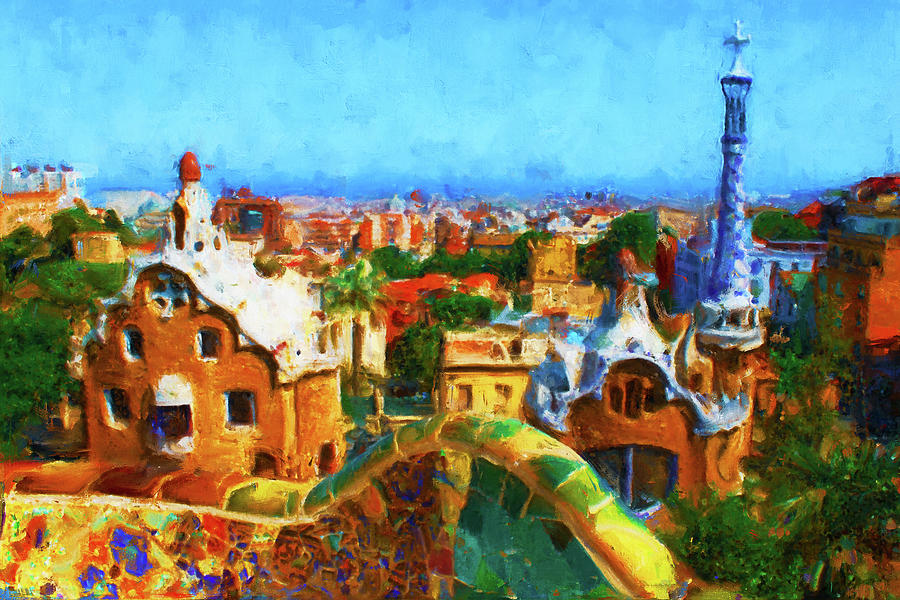 Barcelona, Parc Guell - 22 Painting by AM FineArtPrints