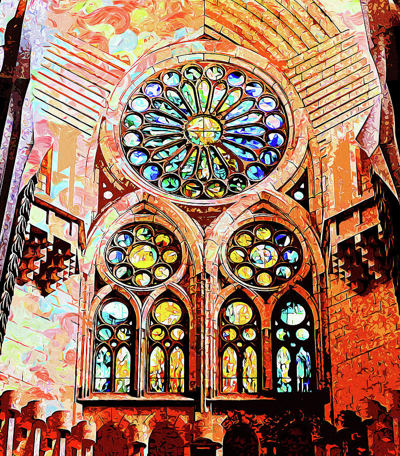 Barcelona, Sagrada Familia - 40 Painting by AM FineArtPrints