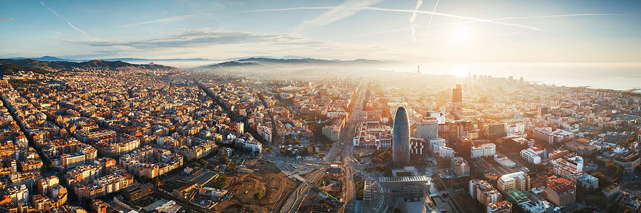Barcelona skyline aerial view  Photograph by Songquan Deng