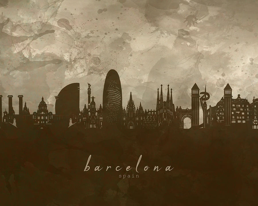 Barcelona Skyline Panorama 4 Digital Art