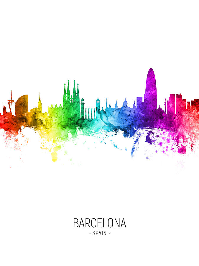 Barcelona Spain Skyline #65 Digital Art by Michael Tompsett