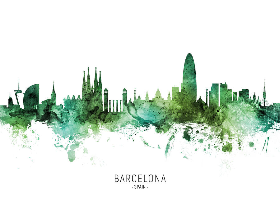 Barcelona Spain Skyline #69 Digital Art by Michael Tompsett