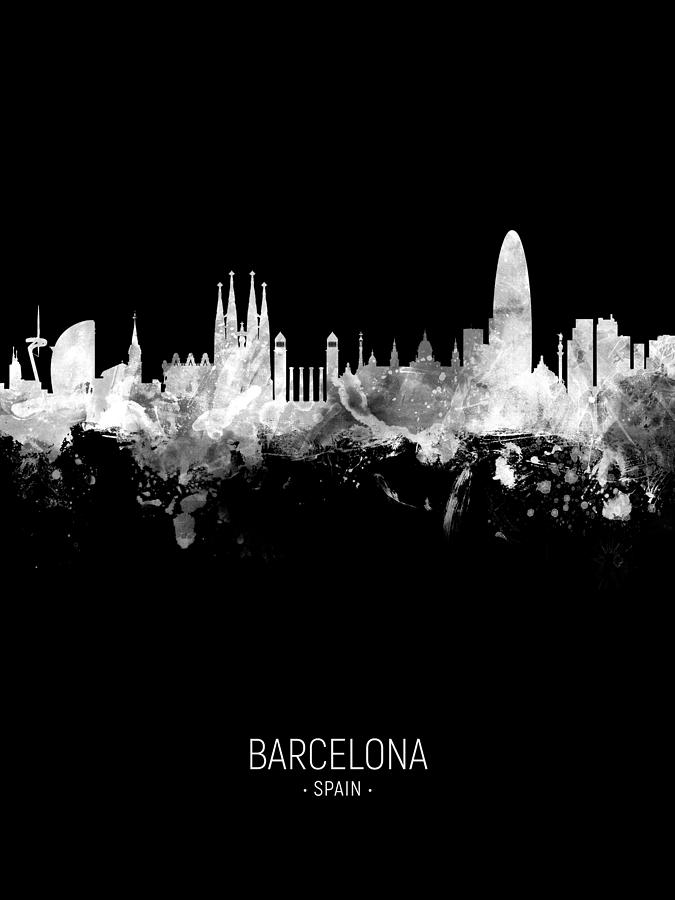Barcelona Spain Skyline #86 Digital Art by Michael Tompsett