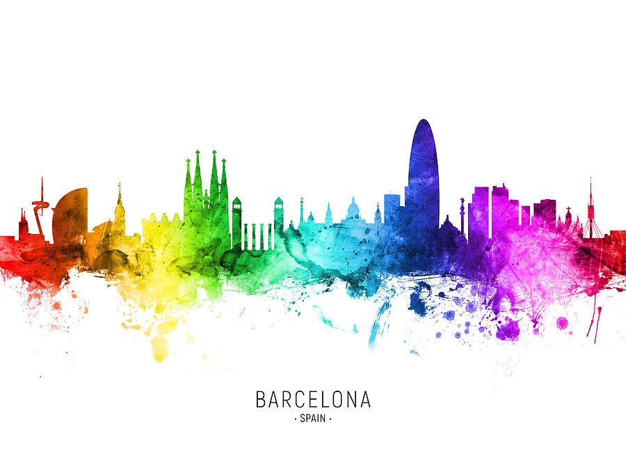 Barcelona Spain Skyline #97 Digital Art by Michael Tompsett