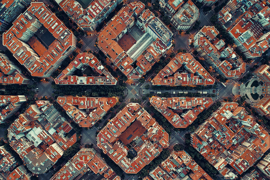 Barcelona street aerial View Photograph by Songquan Deng
