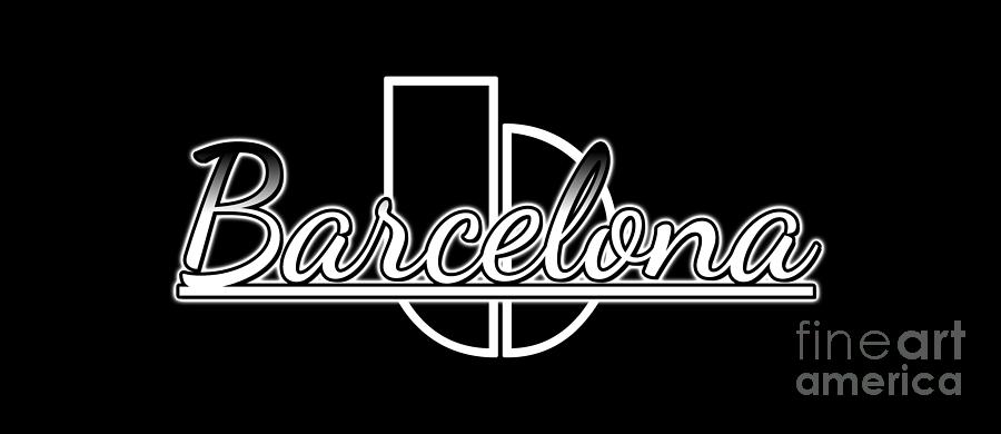 Barcelona Typography Graphic Design Painting by Rolando Burbon