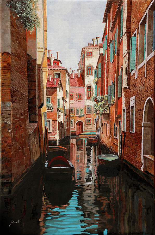 Barche In Ombra Painting by Guido Borelli