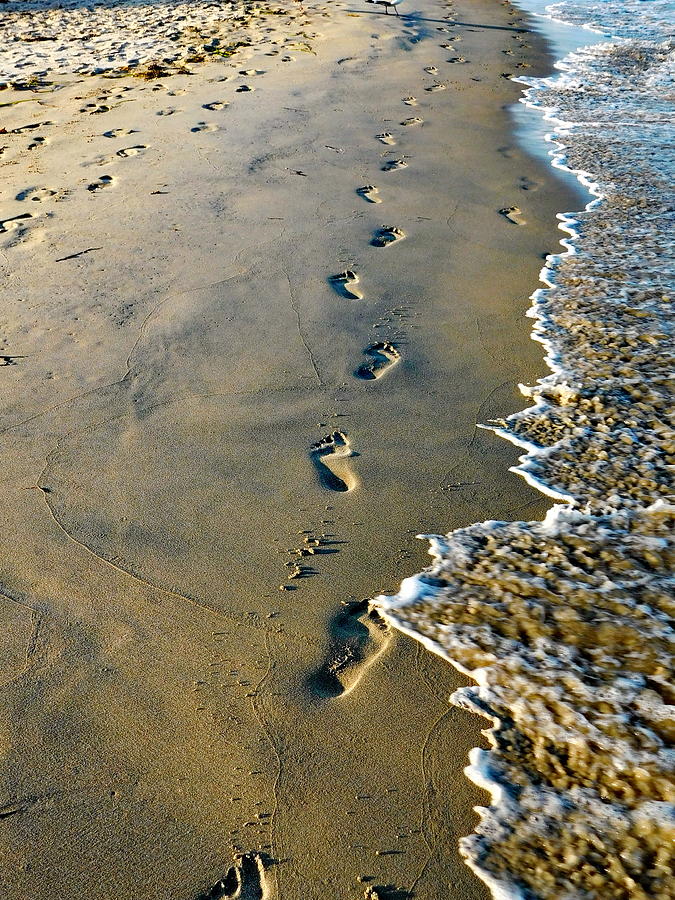 Beach Photograph - Bare Footprints on the Sand by Lyuba Filatova