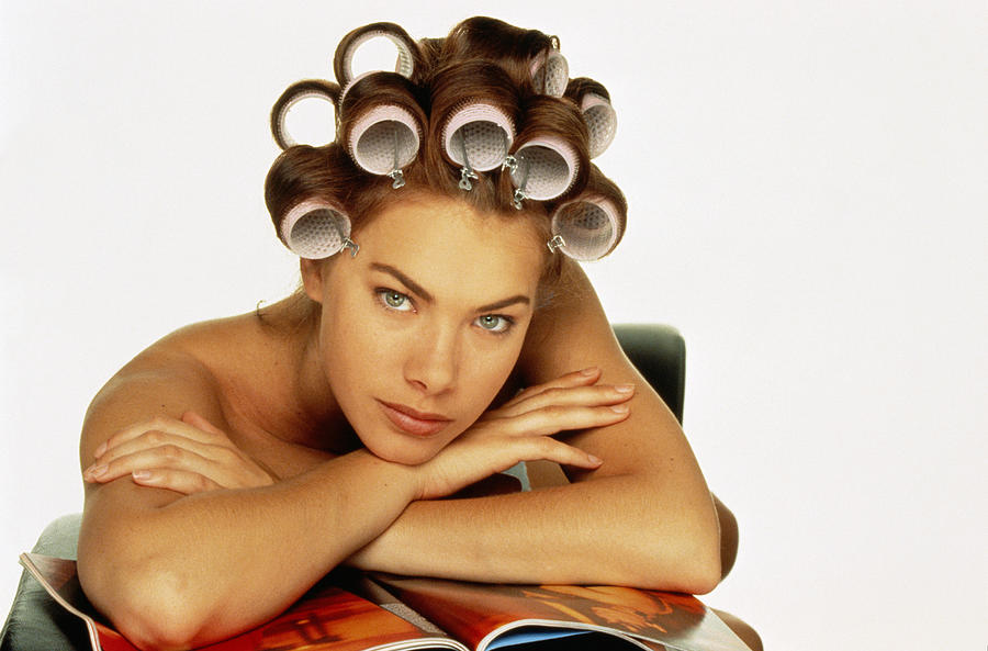 Bare Shouldered Woman With Curlers In Hair Photograph by Gio Barto