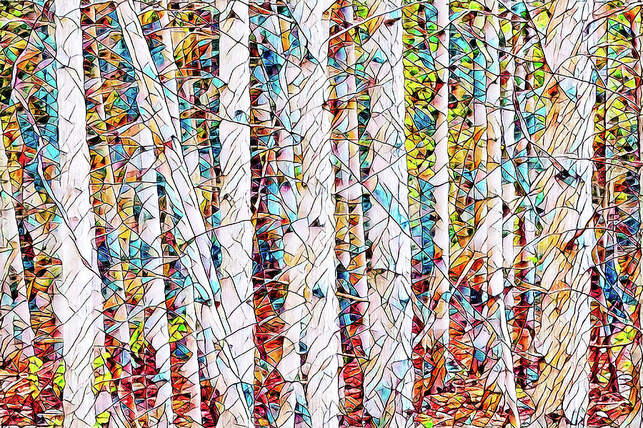 Bare trees colorful abstract Digital Art by Tatiana Travelways