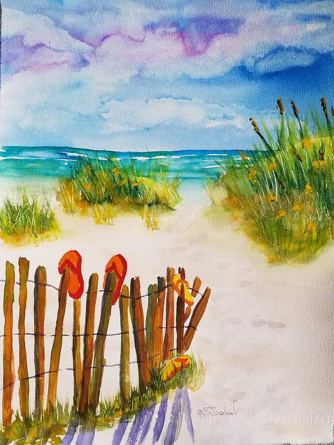 Barefoot Dunes Painting by Ann Frederick