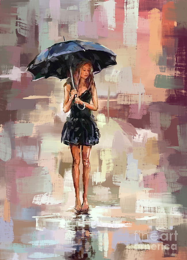 Barefoot in the rain Painting by Tim Gilliland