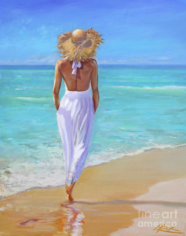 Barefoot on Tropical Beach Painting by Michael Rock