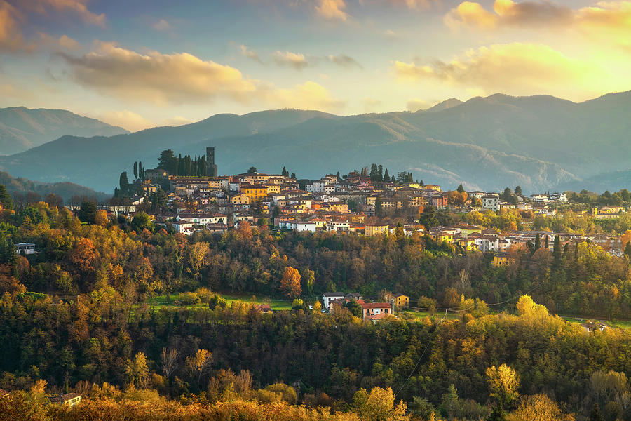 Barga village in autumn. Garfagnana, Tuscany Photograph by Stefano Orazzini
