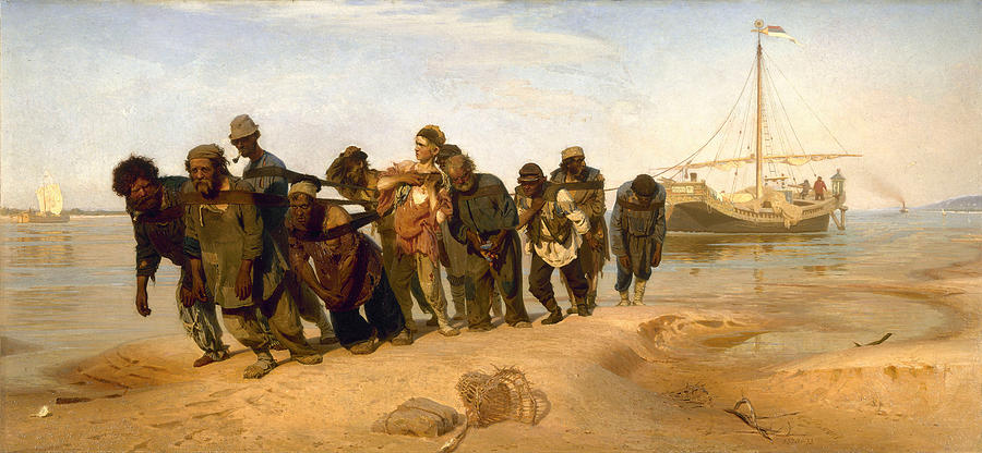 Architecture Painting - Barge Haulers On The Volga is a Realist oil on canvas painting created by Ilya Repin from 1870 to 18 by Celestial Images