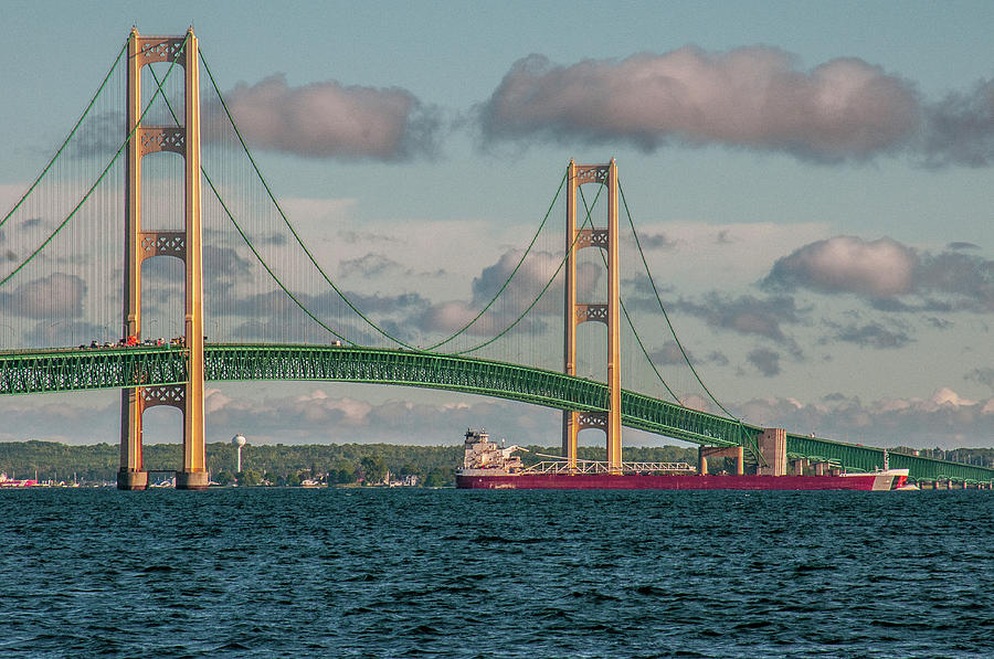 Barge Passing Under the Mackinac Bridge by Matthew Irvin Barge Passing Under the Mackinac Bridge by Matthew Irvin