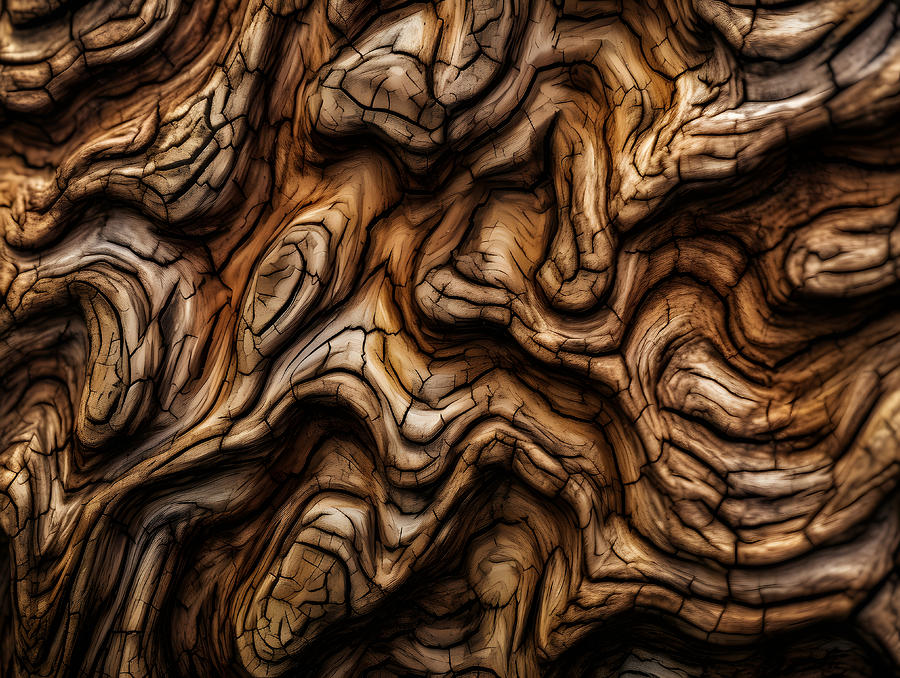 Macro Shot Digital Art - Bark Lines by TintoDesigns