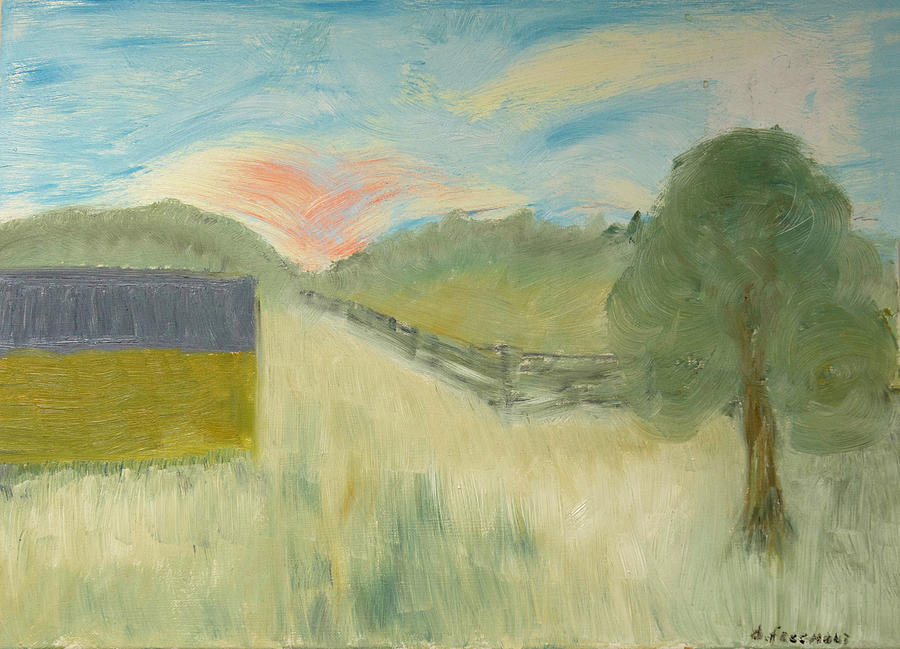 Barn and Country Meadow Painting by David McCready