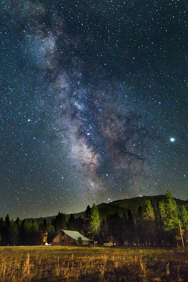 Barn and Milky Way re-crop Photograph by Randy Robbins